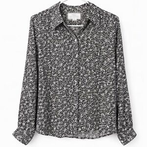 Trovata Birds of Paradis Silk Blend Micro Floral Blouse – NWT – Size Large